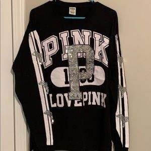 Pink long sleeve bling tee